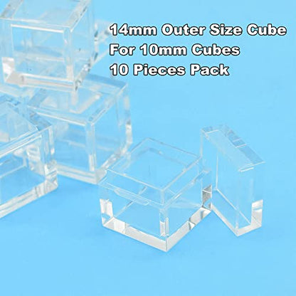  Acrylic Case For 10mm Element Cube Collection Clear Boxes Storage Small Size 14mm Element Cubes (For 10mm Cubes-10Pack)
