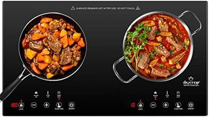  Duxtop 1800W Portable Induction Cooktop 2 Burner, Built-In Countertop Burners With Adjustable Temperature Control, Sensor Touch Induction Burner With Timer And Safety Lock, Easy To Clean, 8620BI/BTK35