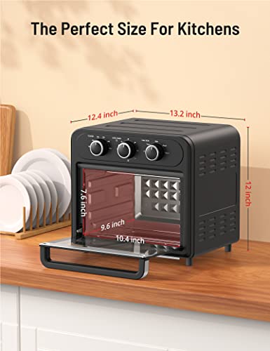  Ir Fryer, Paris Rhône 14.8 Quart Toaster Oven, 5-in-1 Convection Oven For 4-Slice Toast, 9-inch Pizza, Knob-Controlled Kitchen Countertop Appliance With 6 Accessories, Dishwasher Safe