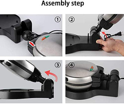  Upgrade Automatic 360 Rotating Non-Stick Belgian Waffle Maker W/Removable Plates, 17”*10“*6.05”