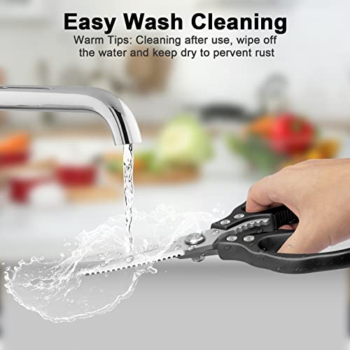  Kitchen Scissors All Purpose Heavy Duty, Kitchen Shears Dishwasher Safe, Ultra Sharp Stainless Steel Kitchen Gadgets, Cooking Cutter For Chicken, Meat, Poultry, Fish, Herbs, Grape (Black)