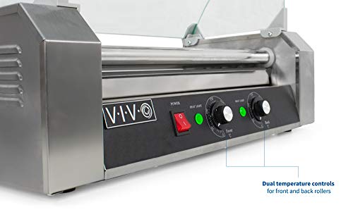 Electric 12 Hot Dog And 5 Roller Grill Warmer, Cooker Machine With Cover, HOTDG-V205