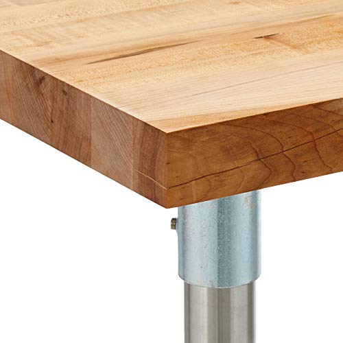  SNB08 Maple Top Work Table With Stainless Steel Base And Bracing, 48" Long X 30" Wide X 1-3/4" Thick