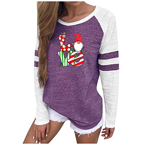  Womens Causal Loose Crewneck Cute Fashion Sweatshirts Long Sleeve Christmas Print Loose Tops Pullover Top Streetwear
