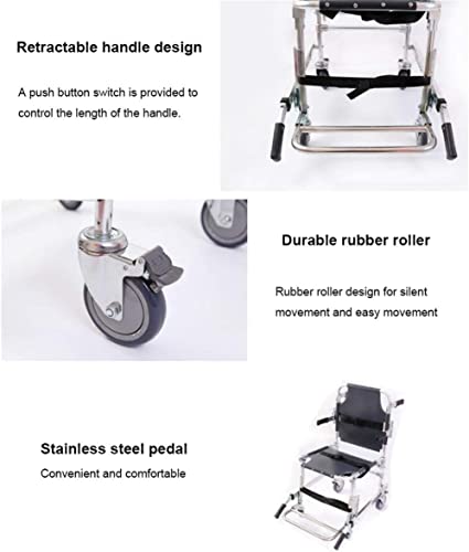  BMINK Manual Stair Chair, Portable Folding Stair Chair Emergency 4 Wheels Transport Chair Ambulance ChairFirefighter Evacuation Foldable Aluminum Lift