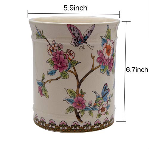  IMIFLA Utensil Crocks Extra Large Kitchen Utensil Holder For Countertop Ceramic Cooking Utensils Butterfly Ice Crack