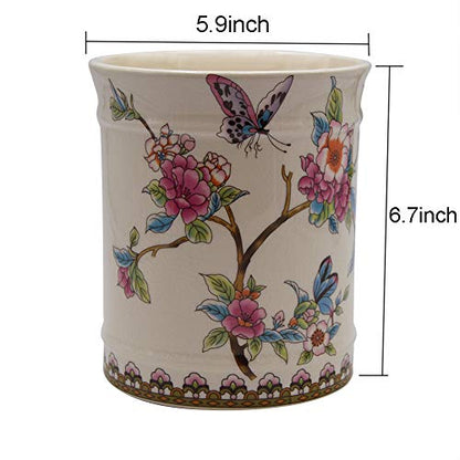  IMIFLA Utensil Crocks Extra Large Kitchen Utensil Holder For Countertop Ceramic Cooking Utensils Butterfly Ice Crack