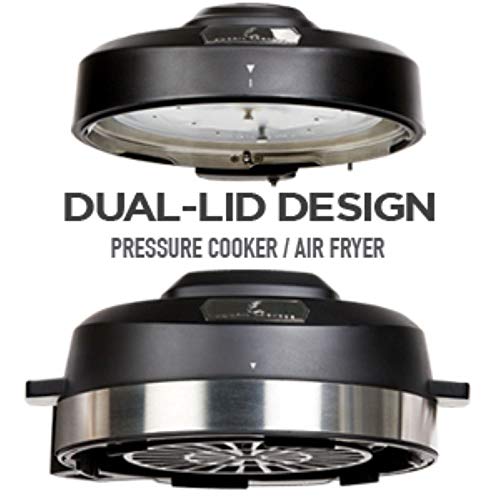  6 QT Pressure Air Fryer, 5 Pc Accessory Pack, Silver