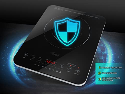  Portable Induction Cooktop Burner, 1800W, 8 Cooking Modes, 10 Power/Temp Levels, Touch Panel, LED Display, Timer, Auto Shut-Off, Child Safety Lock, Includes Stainless Steel Pot (RHAI-21001)