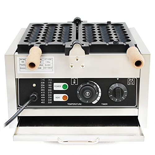  1500W Commercial Stainless Electric Bubble Skewer Waffle Ball Machine Nonstick Waffle Balls Maker Iron With Temperature Control,for Home Kitchen Snack