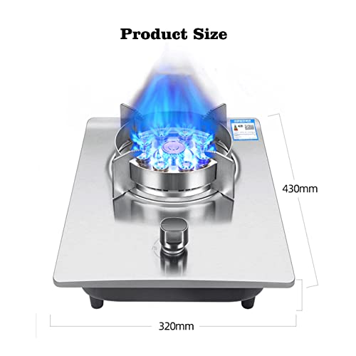  33CM Gas Stove 1 Head 7.2KW 9 Pots With Flameout Protection Home Kitchen Tempered Glass Camping Independent Stove (Size : NG)