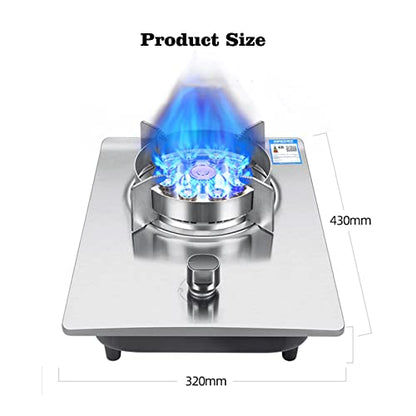  33CM Gas Stove 1 Head 7.2KW 9 Pots With Flameout Protection Home Kitchen Tempered Glass Camping Independent Stove (Size : NG)