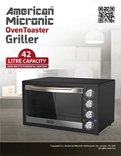  Mported 42 Litre Oven Toaster Griller, Convection, Dual Thermostat, 120M Timer & Toughned Glass Door, Inner Light -Ami-Otg-42Ldx 12 In 42 Litre Black