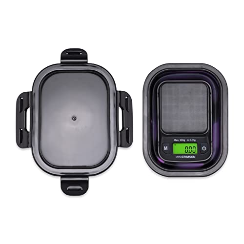  Mini Crimson Digital Scale - (100g X 0.01g Black/Purple) -Digital Kitchen Scale With Bowl - Digital Travel Scale - Portable Food Scale - Meal Prep Weight Scale - Digital Gram Scale