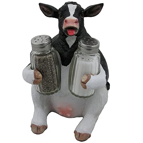  Lstein Cow Glass Salt And Pepper Shaker Set With Holder Figurine In Tabletop Country Kitchen Decor Or Decorative Farm Animal Collectible Sculptures As Spice Racks And Rustic Gifts For Farmers