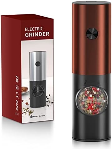  Lectric Salt And Pepper Grinder Set, EAGMAK Battery Powered Automatic 70ml Pepper Mill Grinders, Stainless Steel Electronic Mill Shakers With Adjustable Coarseness, LED Light & Storage Base (2 Pack)