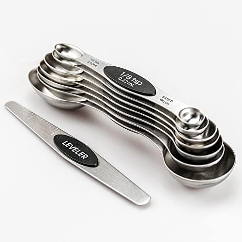  Measuring Spoons 18/8 Stainless Steel Measuring Spoons Set Of 7 Piece With 1 Leveler Dry And Liquid Ingredients (Dual Sided)