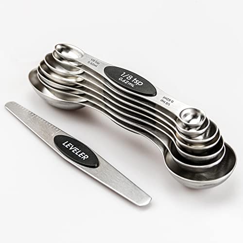  Measuring Spoons 18/8 Stainless Steel Measuring Spoons Set Of 7 Piece With 1 Leveler Dry And Liquid Ingredients (Dual Sided)