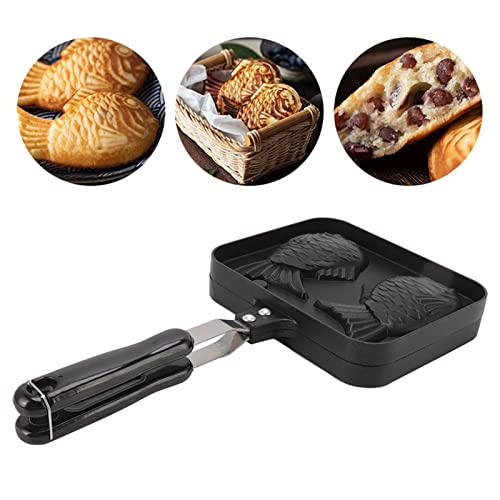  CHICIRIS Taiyaki Pan, Japanese Taiyaki Fish Waffle Maker Nonstick Cake Pan Pancake Double Pan, 7.1 X 5.5
