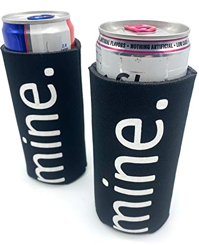  Slim Can Cooler Insulated - 2 Pack - Compatible With White Claw Michelob Ultra Truly - Mine - Black