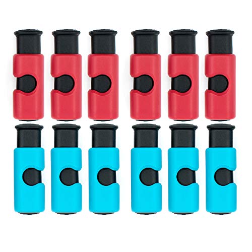  12 Pcs Bread Bag Clips Value Set Grade Food Bag Squeeze Clips Food Fruit Bread Bag Cinch Non-Slip Grip Sealer Rubber Pads Or Lid On Bottom, Easy To Squeeze Lock Release, 6 Blue & 6 Red Clips