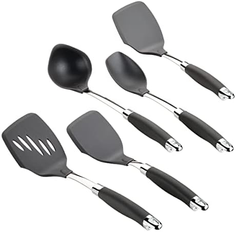  SureGrip Nonstick Utensil Kitchen Cooking Tools Set, 6 Piece, Graphite