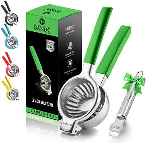  Ed Citrus Press - Stainless Steel Manual Press Heavy Duty Lime , Lemon & Citrus Squeezer – Extra-Large Lime Press For Lemons And Oranges - Gift Of Lemon Zest Grater Included (Red)