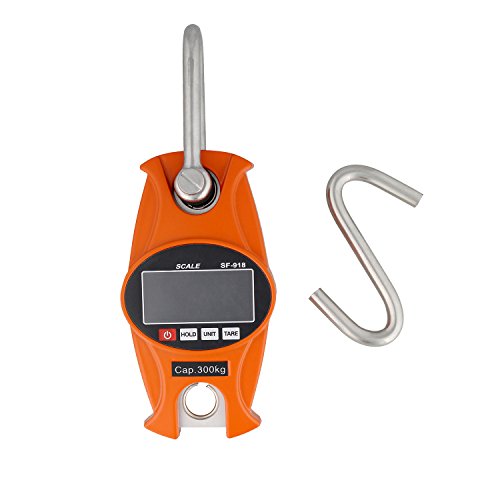  Digital Hanging Scale 660 Lb Hook Mini Crane Scale In Orange – For Lamb, Calf, Fishing, Hunting Weight