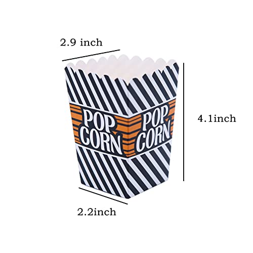  Black Popcorn Boxes - Paper Popcorn Box - Small Movie Theater Popcorn Containers, Carnival Circus Party Supplies,Pack Of 36