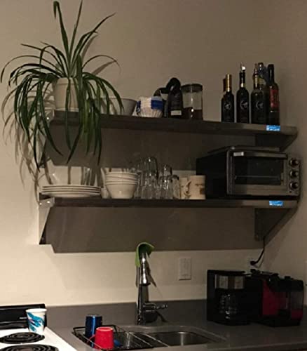  Stainless Steel Wall Shelf | Square Edge | Heavy Duty | Commercial Grade | Wall Mount | NSF Certified (14" Width X 72" Length)