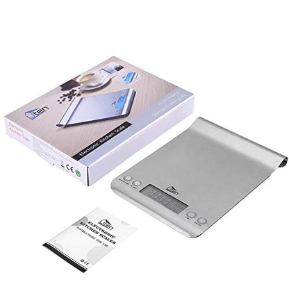  Digital Kitchen Scale Ultra Slim Multifunction Stainless Steel Hook Design Food Scale 11lb 5kg With Back-Lit LCD Display Ideal For Measuring Ingredients And Liquids