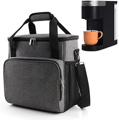 Coffee Maker Storage Bag,Waterproof Travel Carrying Organizer Case,Suitable For Kering Coffee Machines And Other Accessories,Dustproof Tote Bag With Shoulder Strap Black