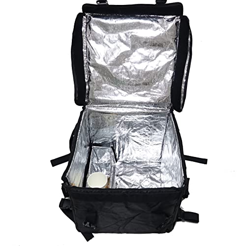  K-64B: Big Pizza Delivery Backpack, Food Bag, Side+Top Loading, Zipper Closure, 16" L X 16" W X 16" H