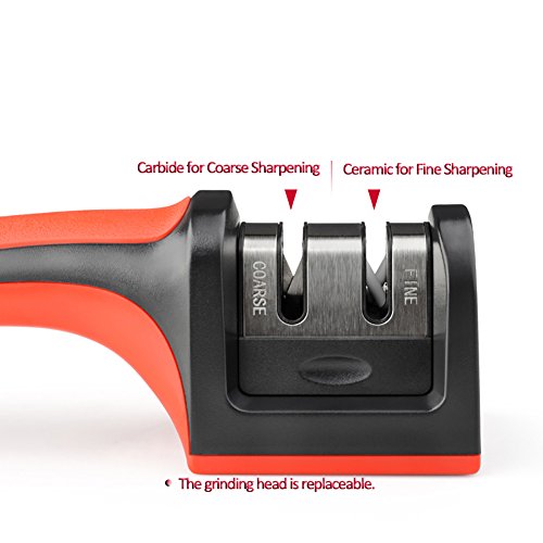  Two Stage Carbide & Ceramic Grit Kitchen Knife Sharpener T1206TC