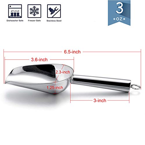  Mini Scoop, E-far 3 Ounce Stainless Steel Kitchen Utility Scoops, Ideal For Candy/Ice Cube/Flour/Sugar/Coffee Bean/Protein Powder, Food Grade & Anti Rust, Easy Clean & Dishwasher Safe (4 Pack)