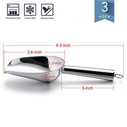  Mini Scoop, E-far 3 Ounce Stainless Steel Kitchen Utility Scoops, Ideal For Candy/Ice Cube/Flour/Sugar/Coffee Bean/Protein Powder, Food Grade & Anti Rust, Easy Clean & Dishwasher Safe (4 Pack)