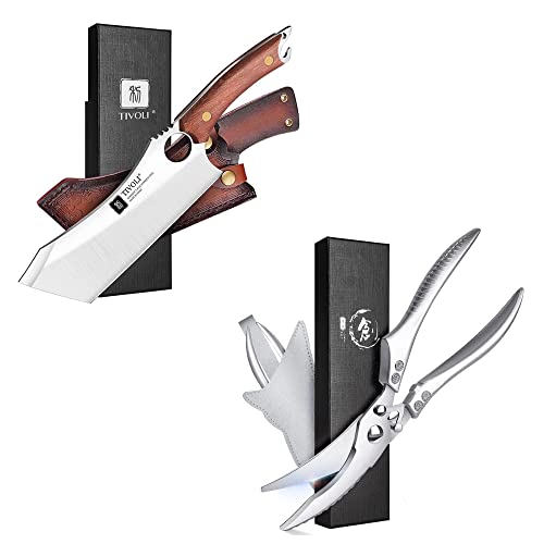  Meat Cleaver Knife And Poultry Shears Kitchen Scissors Set