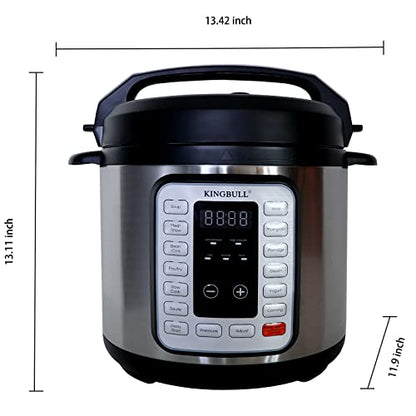  8 Quart 12-in-1 SS Electric Pressure Cooker, Multi-Use Slow Cooker, Rice Cooker, Steamer, Sauté, Yogurt Maker, Warmer &Delay Start,LED Screen& Manual,Silver