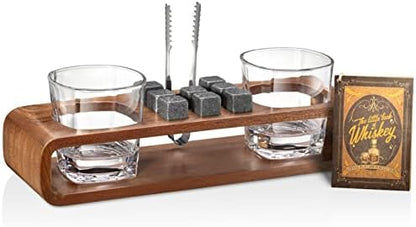  Whiskey Stones Gift Set With Stand | Handcrafted Whiskey Glass Set Granit Whiskey Rocks For Perfect Drink | Whiskey Gift Set & Whiskey Kit | Best Whisky Stones Glass Set For Men Dad (Mahogany)