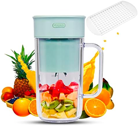  Portable Blender, Portable Juicer, Small Blender, Mini Blender, Smoothie Blender, Smoothie Maker, Blender Cup, Personal Blender For Shakes And Smoothies, 11 Oz USB Rechargeable For Traveling, Gym, Office,with Free Ice Cube Tray.