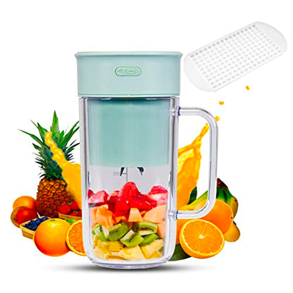  Portable Blender, Portable Juicer, Small Blender, Mini Blender, Smoothie Blender, Smoothie Maker, Blender Cup, Personal Blender For Shakes And Smoothies, 11 Oz USB Rechargeable For Traveling, Gym, Office,with Free Ice Cube Tray.