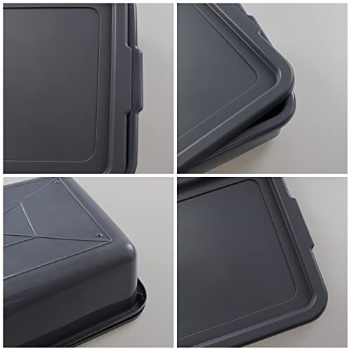  3 Pack 13 L Commercial Bus Tub With Lid, Gray Small Utility Tub Box