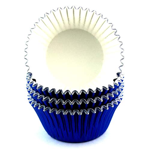  Foil Metallic Cupcake Liners Standard Baking Cups 100 Pcs (Navy Blue)