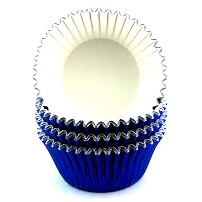  Foil Metallic Cupcake Liners Standard Baking Cups 100 Pcs (Navy Blue)