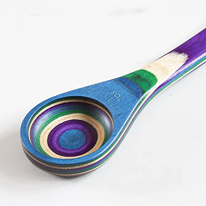  Ique Mumbai Collection 2-in-1 Wooden Measuring Spoon With Tablespoon And Teaspoon Measurements