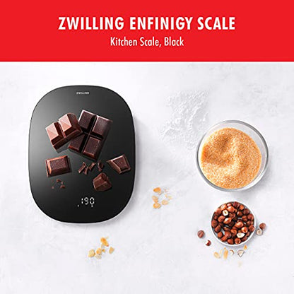 Zwilling Enfinigy Digital Kitchen Food Scale, Max Weight 22lbs, Grams & Ounces, .1-gram Accuracy, Black