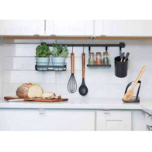  IDesign Austin Kitchen Metal Wall Organizer, Holds Spices, Utensils, Black