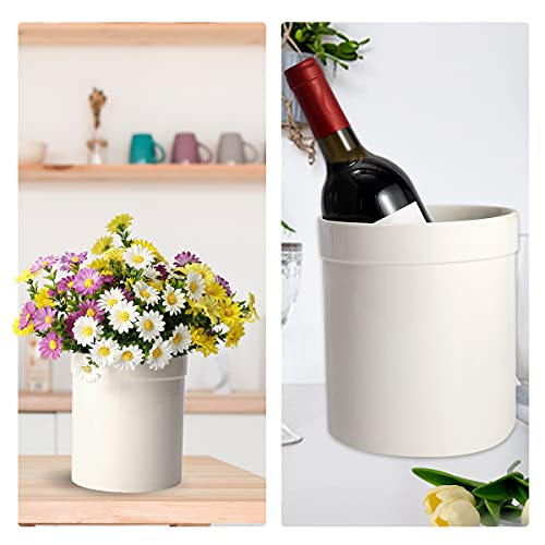  Ceramic Kitchen Utensil Holder, Utensil Crock Large Utensils Holder For Kitchen Decor, Cooking Tool Utensils Caddy For Countertop, White