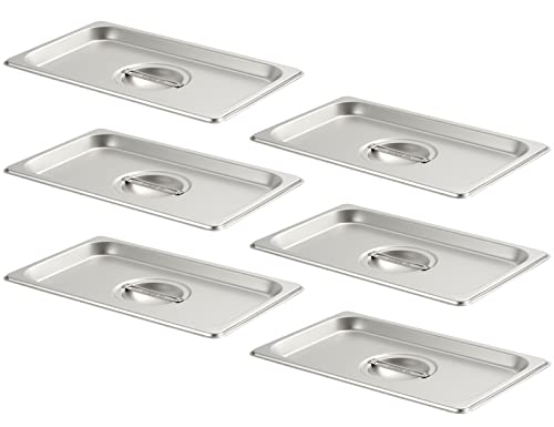  6 Pack Anti-Jam Hotel Pans, 1/3 Size 6 Inch Deep, NSF Commercial 18/8 Stainless Steel Chafing Steam Table Pan, Catering Storage Metal Food Pan