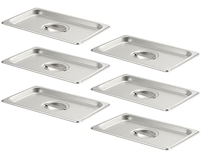  6 Pack Anti-Jam Hotel Pans, 1/3 Size 6 Inch Deep, NSF Commercial 18/8 Stainless Steel Chafing Steam Table Pan, Catering Storage Metal Food Pan